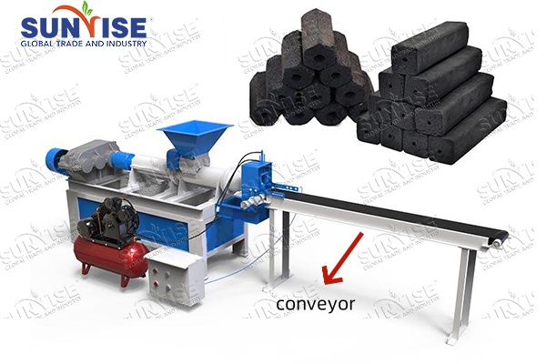 conveyor with rod charcoal briquette making machine